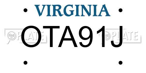 OTA91J Virginia License Plate