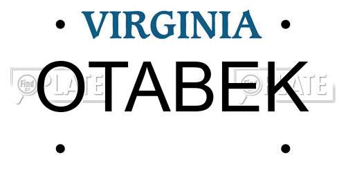 OTABEK Virginia License Plate