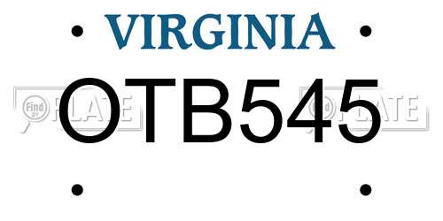 OTB545 Virginia License Plate