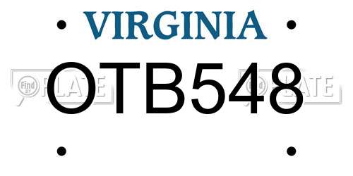 OTB548 Virginia License Plate