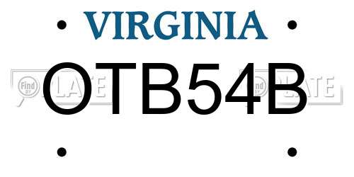 OTB54B Virginia License Plate