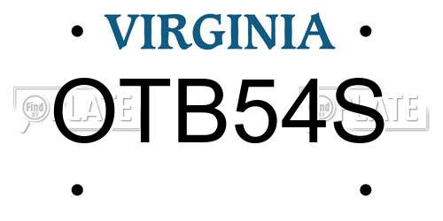OTB54S Virginia License Plate