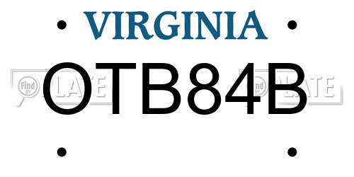 OTB84B Virginia License Plate