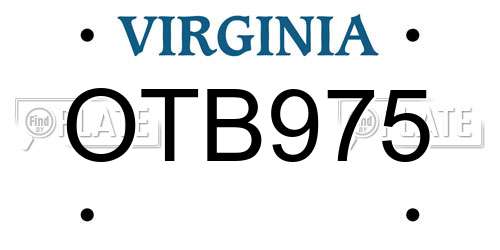 OTB975 Virginia License Plate