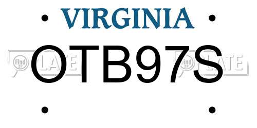 OTB97S Virginia License Plate
