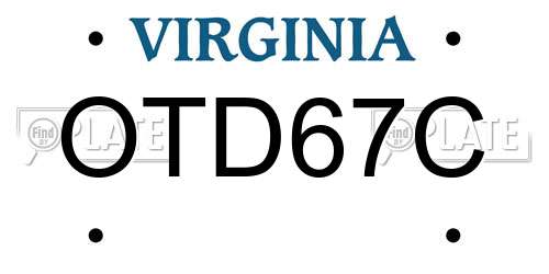 OTD67C Virginia License Plate