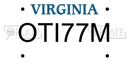 OTI77M Virginia License Plate