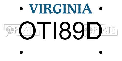 OTI89D Virginia License Plate