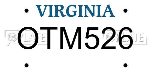 OTM526 Virginia License Plate
