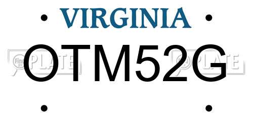 OTM52G Virginia License Plate