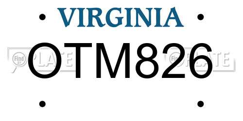 OTM826 Virginia License Plate