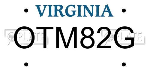OTM82G Virginia License Plate