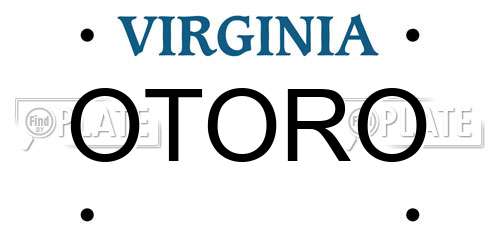 OTORO Virginia License Plate