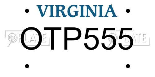 OTP555 Virginia License Plate