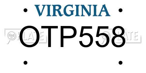 OTP558 Virginia License Plate