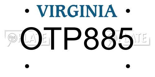 OTP885 Virginia License Plate