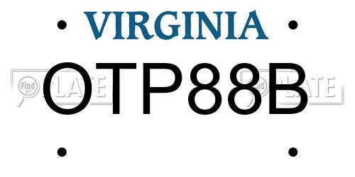 OTP88B Virginia License Plate