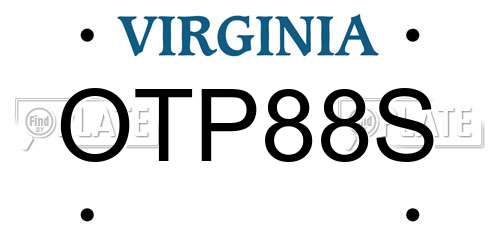 OTP88S Virginia License Plate