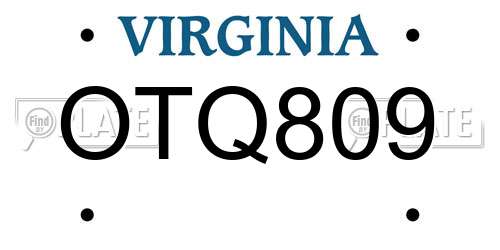 OTQ809 Virginia License Plate