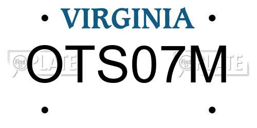 OTS07M Virginia License Plate
