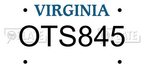 OTS845 Virginia License Plate