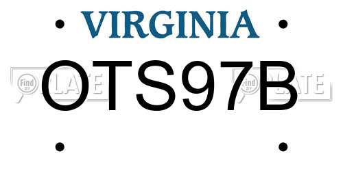 OTS97B Virginia License Plate