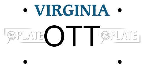 OTT Virginia License Plate