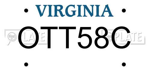 OTT58C Virginia License Plate