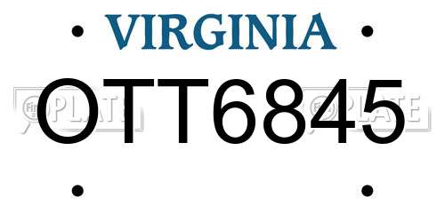 OTT6845 Virginia License Plate