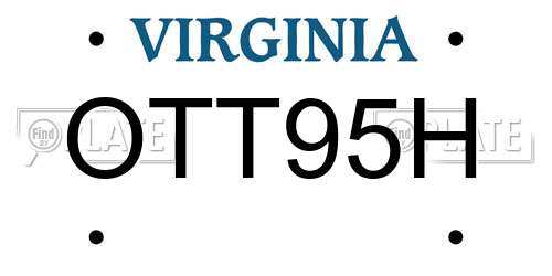 OTT95H Virginia License Plate