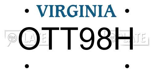 OTT98H Virginia License Plate