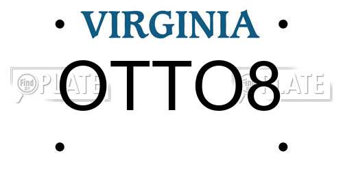 OTTO8 Virginia License Plate