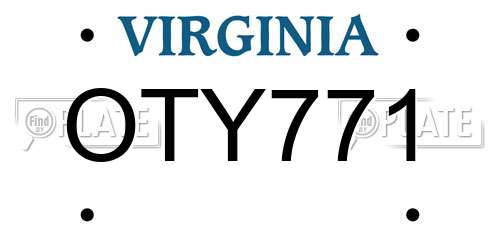 OTY771 Virginia License Plate
