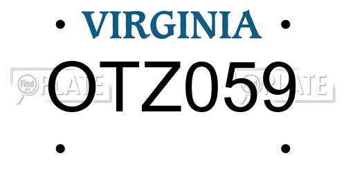 OTZ059 Virginia License Plate