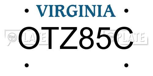 OTZ85C Virginia License Plate