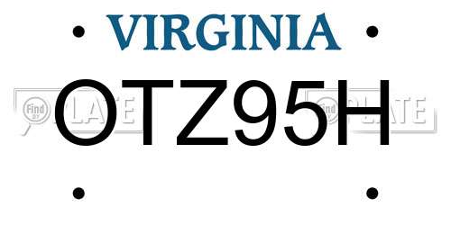 OTZ95H Virginia License Plate