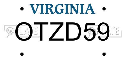 OTZD59 Virginia License Plate