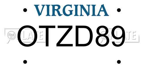 OTZD89 Virginia License Plate