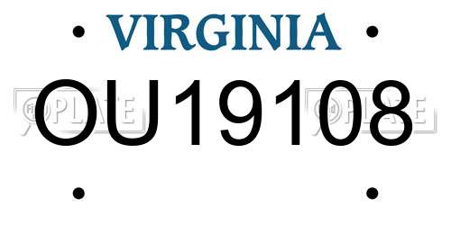 OU19108 Virginia License Plate