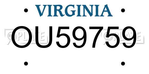 OU59759 Virginia License Plate