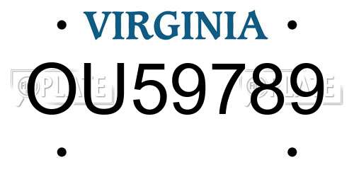 OU59789 Virginia License Plate