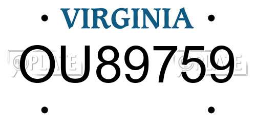 OU89759 Virginia License Plate