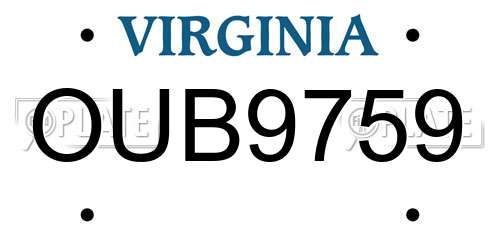 OUB9759 Virginia License Plate