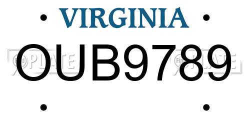 OUB9789 Virginia License Plate