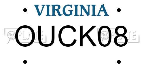 OUCK08 Virginia License Plate