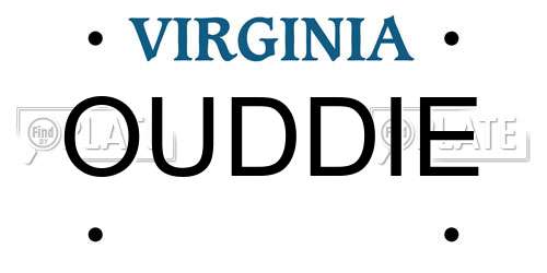OUDDIE Virginia License Plate