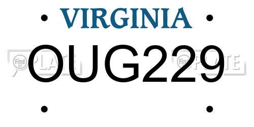 OUG229 Virginia License Plate