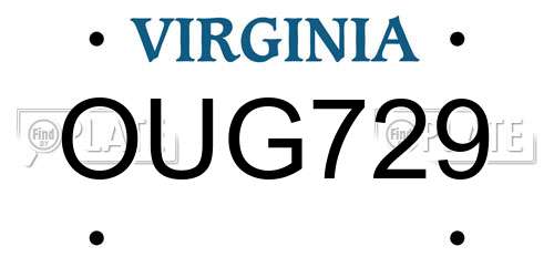 OUG729 Virginia License Plate