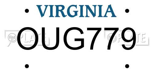 OUG779 Virginia License Plate
