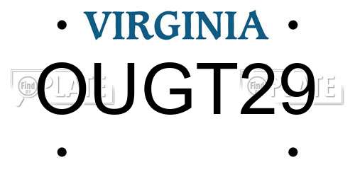 OUGT29 Virginia License Plate